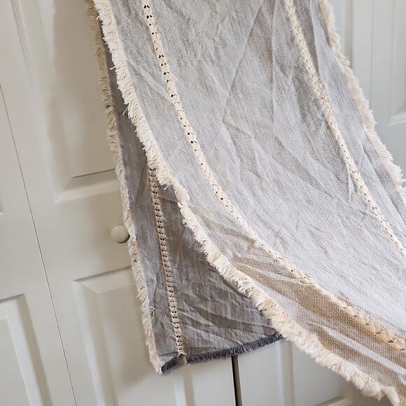 Table Runner Gray & Cream Rectangle 88X14 Boho Country Cottage Farmhouse - Picture 5 of 6